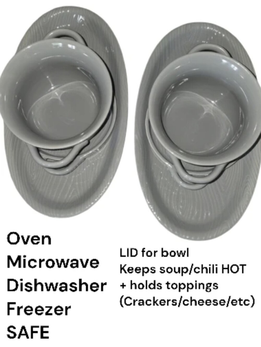 6 Piece Temp-tations Woodland Ceramic Dinnerware Grey Textured Oven Safe